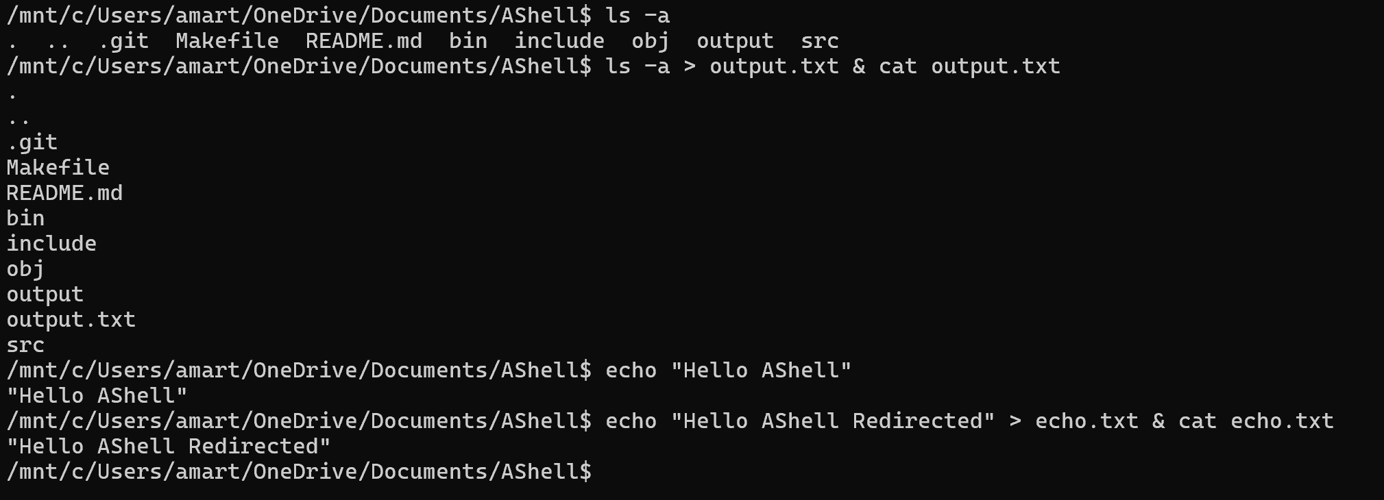 AShell Output